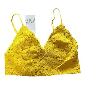 Zara Yellow Floral Lace Bralette Large